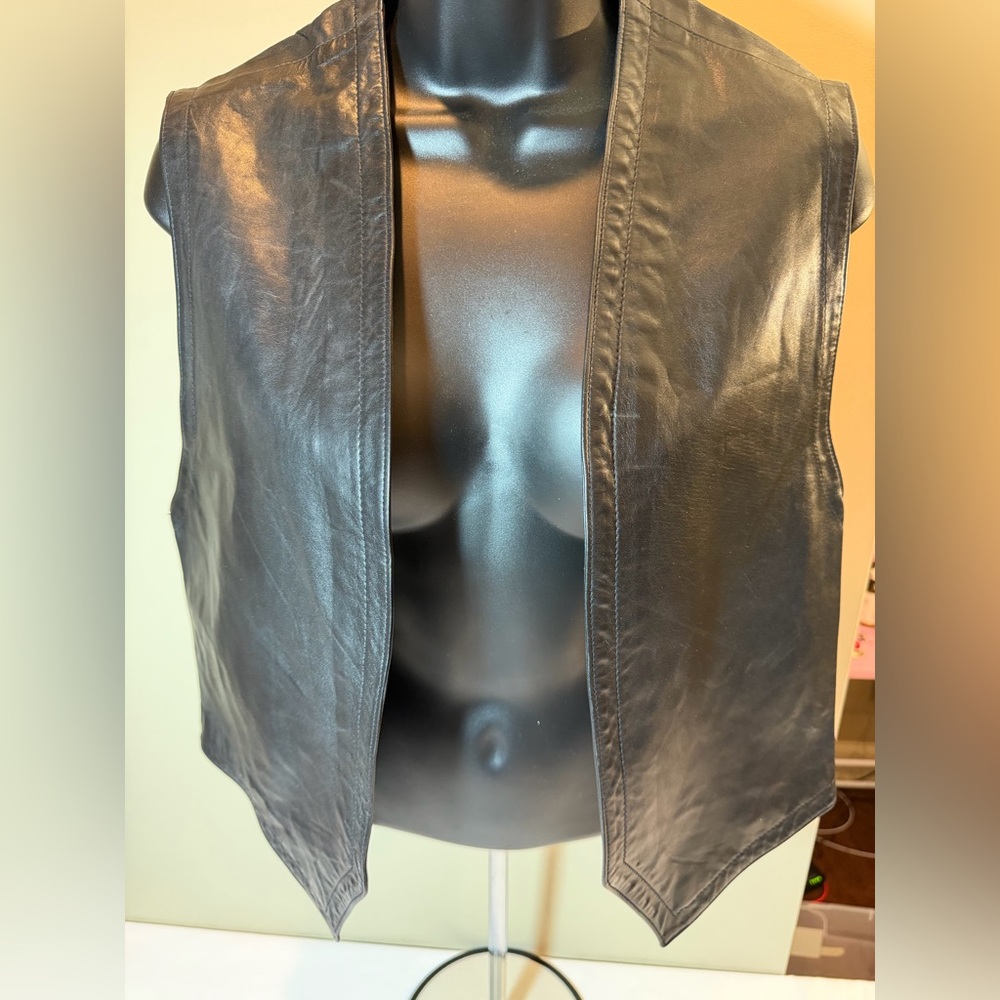 Vintage Vakko Black‎ Leather Women's Vest